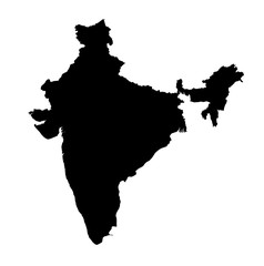 detailed isolated b/w map of India