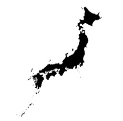 Detailed isolated black and white map of Japan