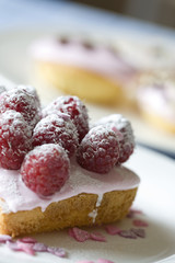 Valentine cake with raspberries