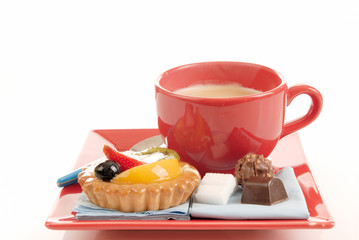 Pastry with fruit and coffee
