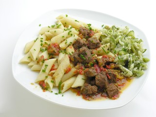 beef goulash with maccaroni for lunch