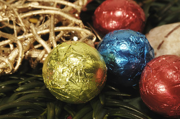 Christmas star and chocolate balls