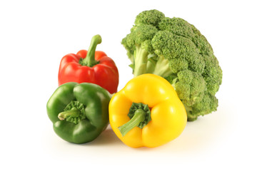 Pepper and  cucumbers  on a white background