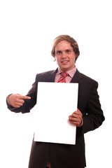 business man with white board
