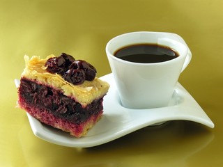 cup of coffe and fruit cake