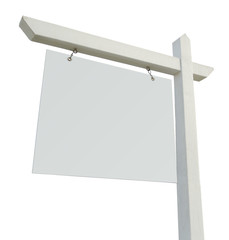 Blank Real Estate Sign Isolated on White Background.