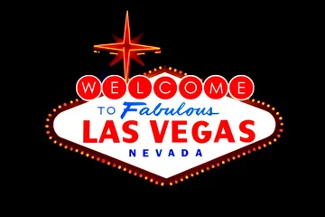 Poster Willkommen in Las Vegas Straßenschild auf schwarzem Hintergrund isoliert © Mariusz Blach