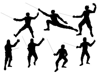 Fencing Vector Silhouettes