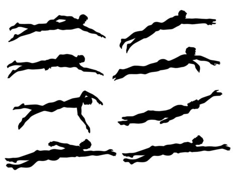 Swimming Vector Silhouettes