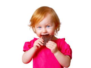 small girl with chocolate