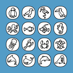 black and white icons set - animals 1