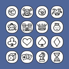 black and white icons set - games