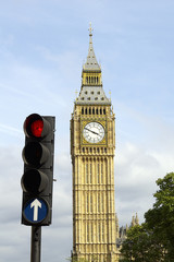 Fototapeta na wymiar Big Ben & Traffic Light on Red