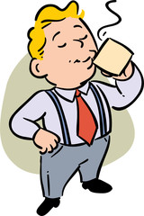 Business man sipping a cup of coffee