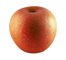 Red apple sprinkled with water