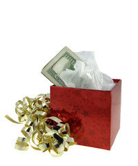 Money in Red Gift Box