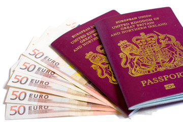 Two British Passports and Euro Notes