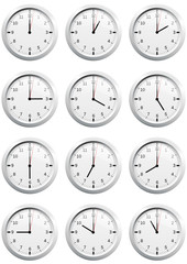 Collection d'horloges heure par heure