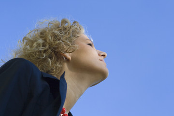 Women looks upwards