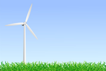 Eolienne dans l'herbe - Illustration