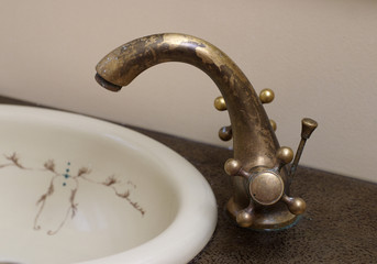 An old brass faucet
