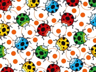 Cercles muraux Coccinelles coccinelles et points colorés de dessin animé