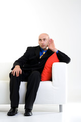 Businessman listening
