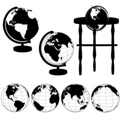 Globes Stands Silhouettes Set