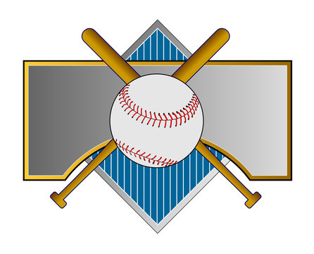 Baseball crest with bat and ball