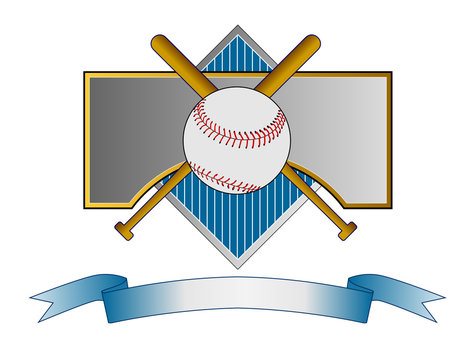 Baseball crest with bat and ball