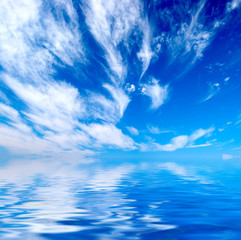 blue sky over water
