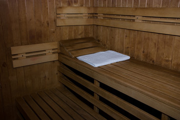 white towel in the sauna