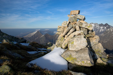 pile of stones in High Tatras, Slovakia