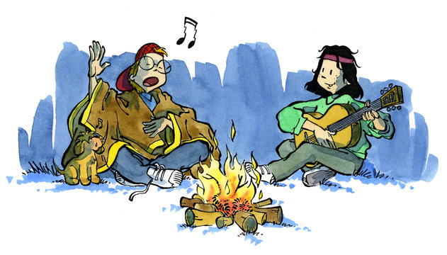 Ados au feu de camp