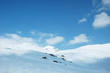 High mountains under snow in the winter