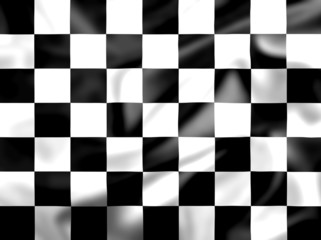 Rippled black and white chequered flag