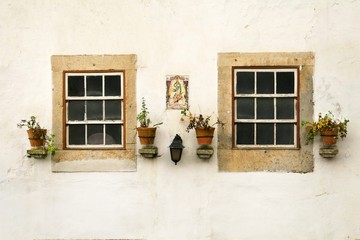 Two windows - detail of a traditional house