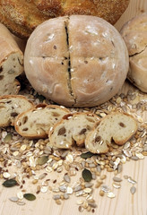 Fototapeta na wymiar home-made bread with seeds and cereals