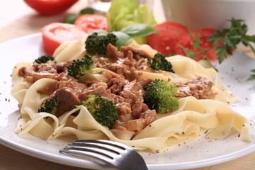 Pasta with meat and vegetables