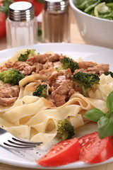Pasta with meat and vegetables