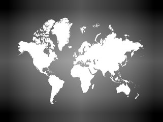 Fototapeta na wymiar detailed world map on gray gradient background