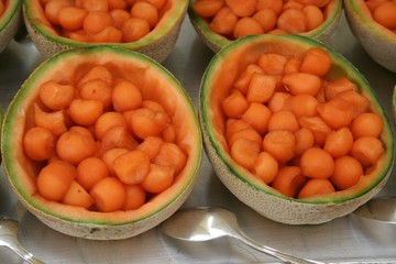 Melon bowls with melon balls