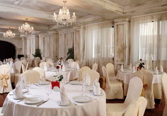 Interior white restaurant