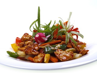 scharfes hühnchen aus dem wok