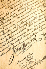 John Hancock on declaration of independence