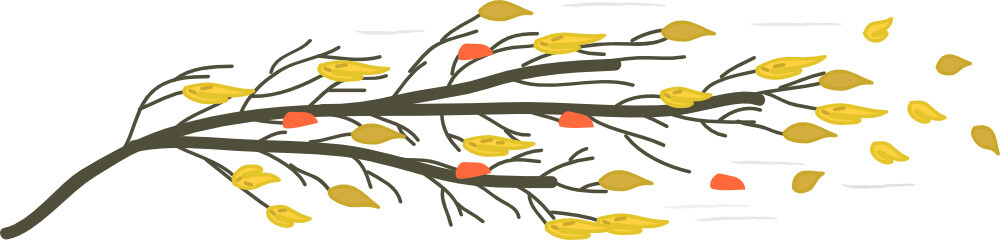 Autumn branch in the strong wind