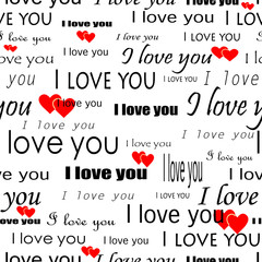 Seamlessly wallpaper valentine with superscription "I love you"