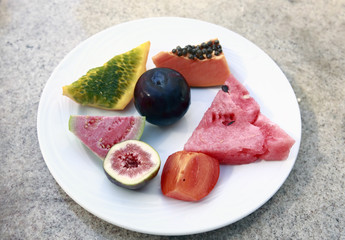 plate of exoctic fruits