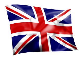 British Union Jack flag caught in the wind
