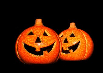 two halloween pumpkins